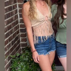 Fringe halter top